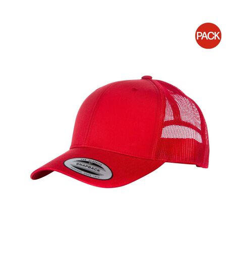 Lot De 2  Casquettes Flexfit Adulte Rouge Yupoong