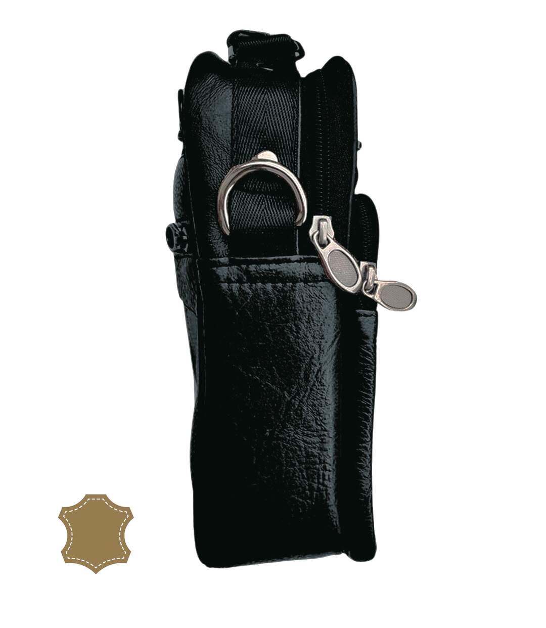 Sacoche bandoulière homme en CUIR - Sacoche multi poches - cuir vachette - Noir-3