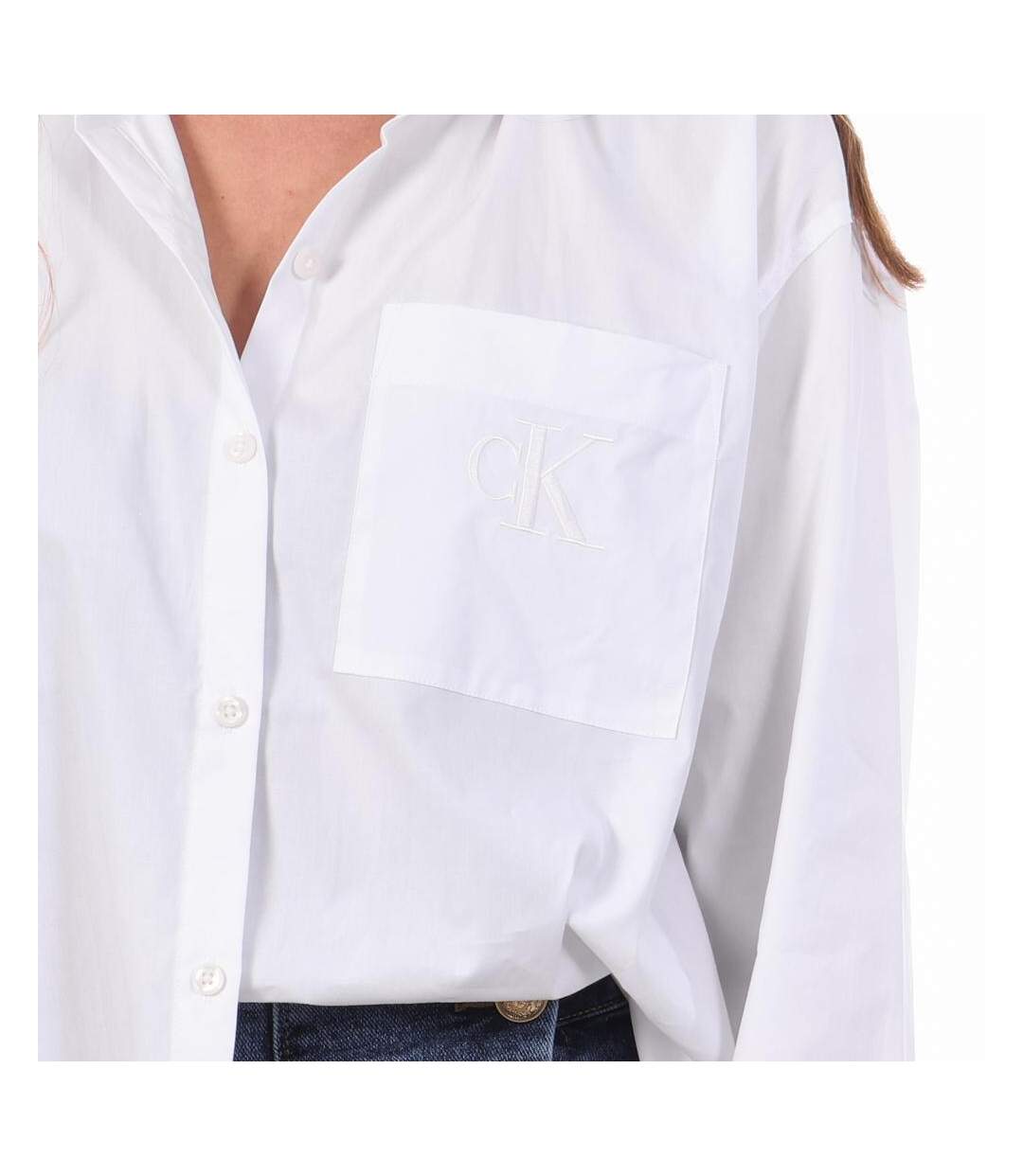 Chemises blanche femme calvin klein jeans poplin relaxed-3