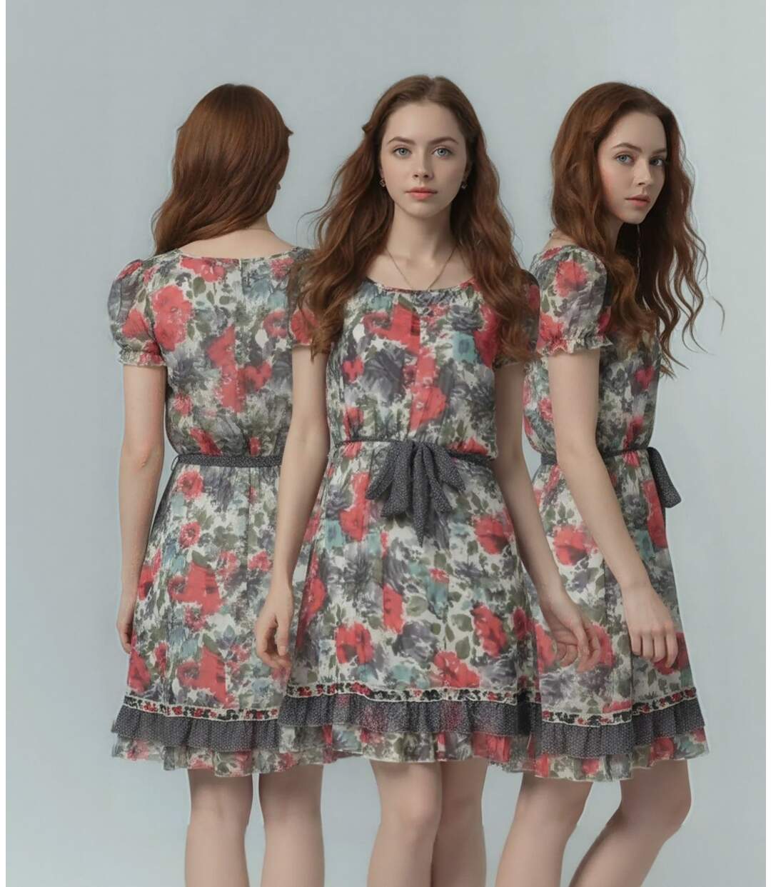 Robe sans manche femme imprimée motifs fleurs - Féminine et élégante-2