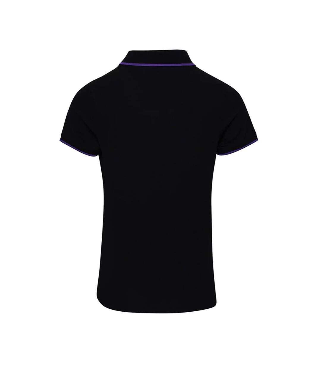Womens/ladies Coolchecker Contrast Pique Polo Shirt Black Purple Premier-2