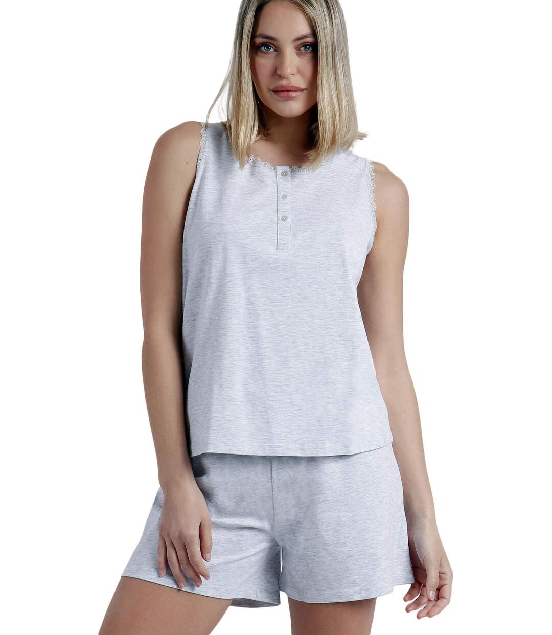 Pyjama short débardeur Romantic Grey Admas