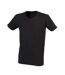 SF Men Mens Stretch V Neck T-Shirt (Black)