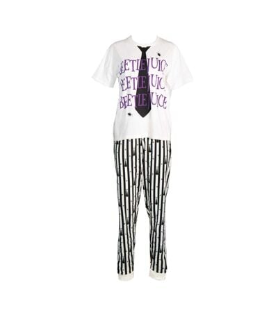 Ensemble De Pyjama Femme Blanc Noir Beetlejuice