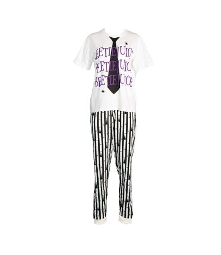 Ensemble De Pyjama Femme Blanc Noir Beetlejuice