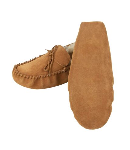 Unisex adult seb sheepskin moccasins chestnut/natural Eastern Counties Leather