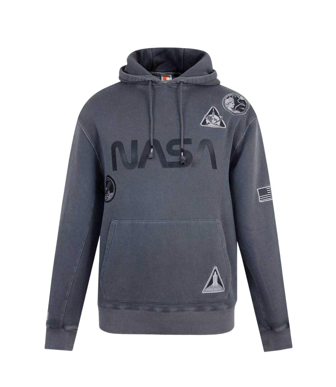 Mens Nasa Hooded Drawstring Hoodie Grey SoulCal-1