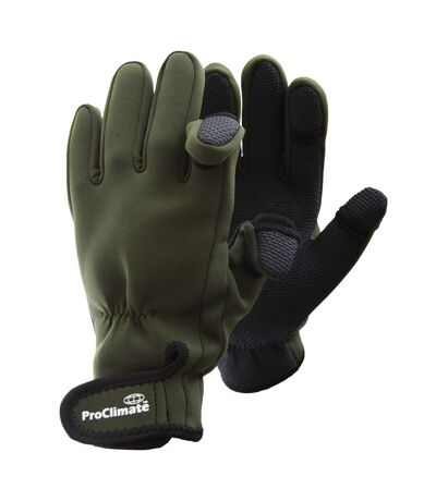 Mens Neoprene Fishing Gloves (Lightweight Waterproof) (Green)