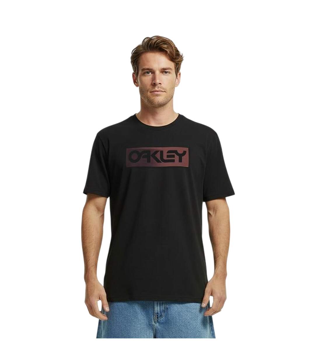 T-shirt Motif/style Logo Double Homme Noir Oakley-1