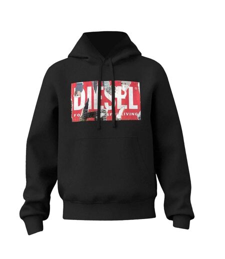 Sweat À Capuche Manches Longues Motif/style Logo Rectangulaire Homme Noir Diesel