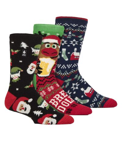 Lot de 3 paires de chaussettes thermiques fantaisie de Noël pour homme