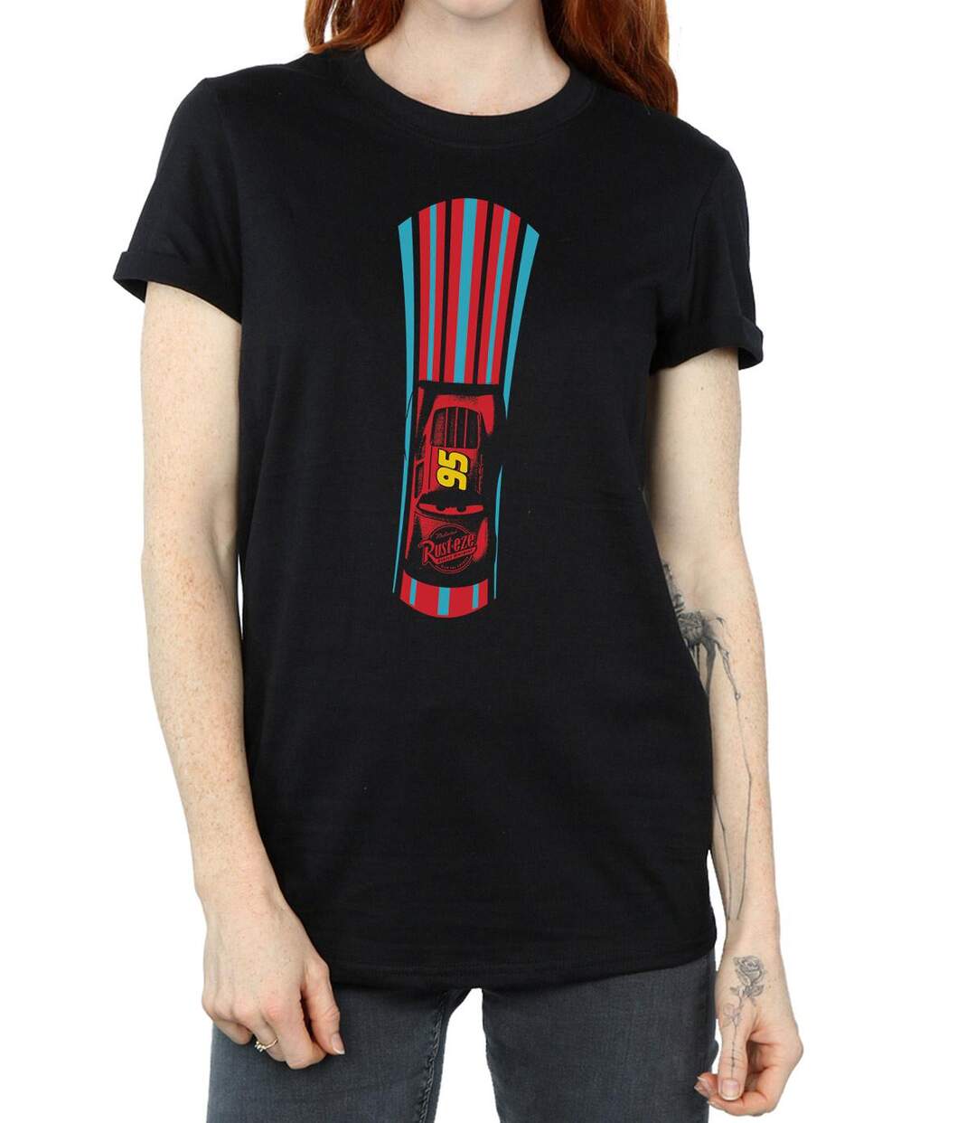 Disney - T-shirt CARS LIGHTNING MCQUEEN STRIPES - Femme (Noir) - UTBI16071-3