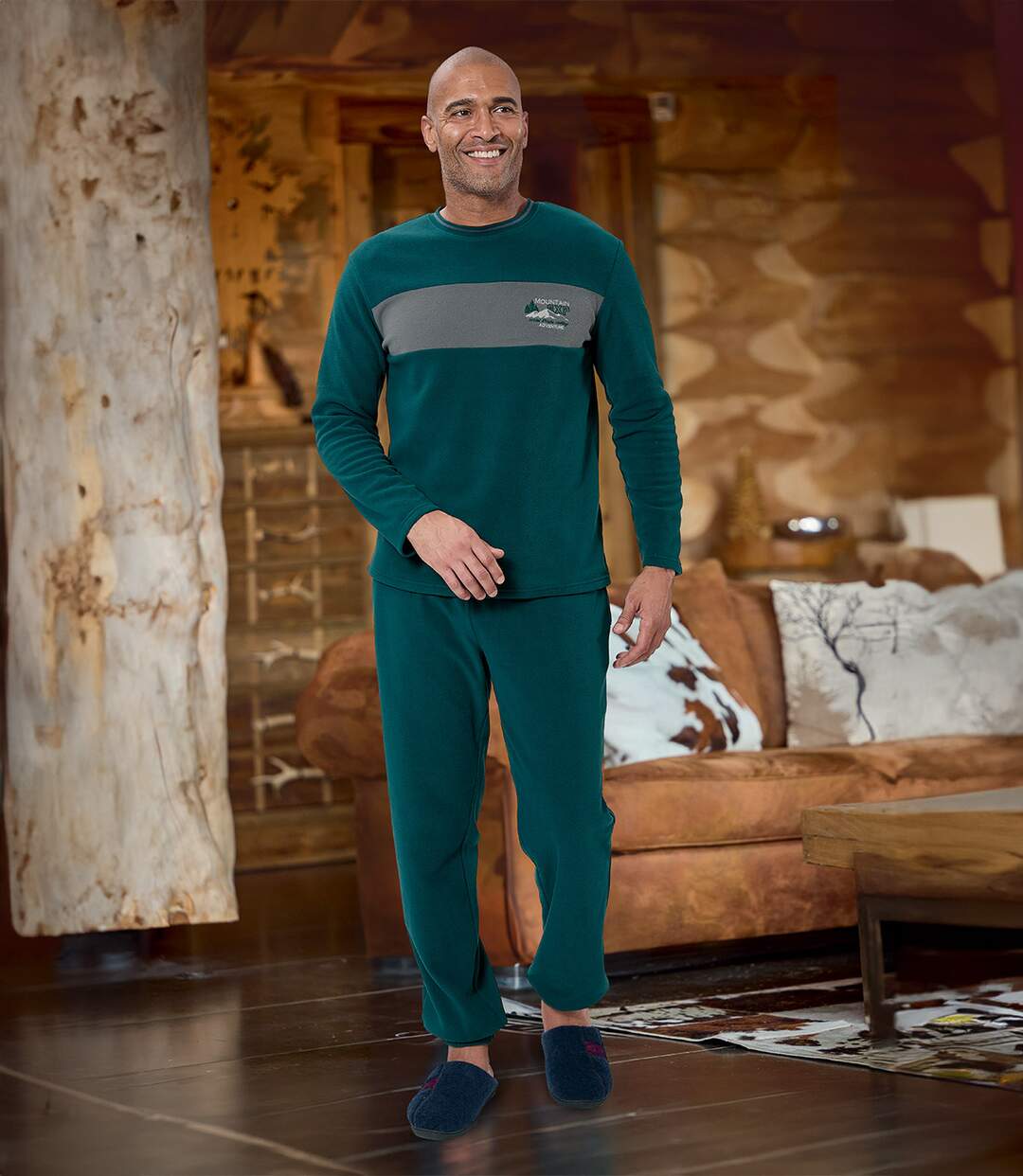 Men's Green Microfleece Pyjamas-2