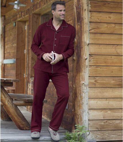 Men's Burgundy Traditional Flannel Pyjamas