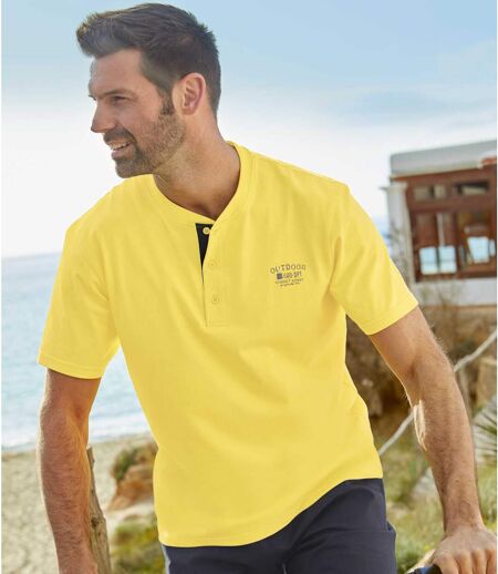 Pack of 3 Men's Fiji T-Shirts - Yellow Navy Turquoise