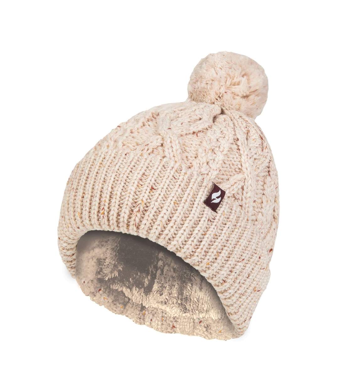 Bonnet chaud en tricot torsadé épais à pompons pour femme-1