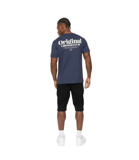 Mens Simtanks T-shirt Navy Crosshatch