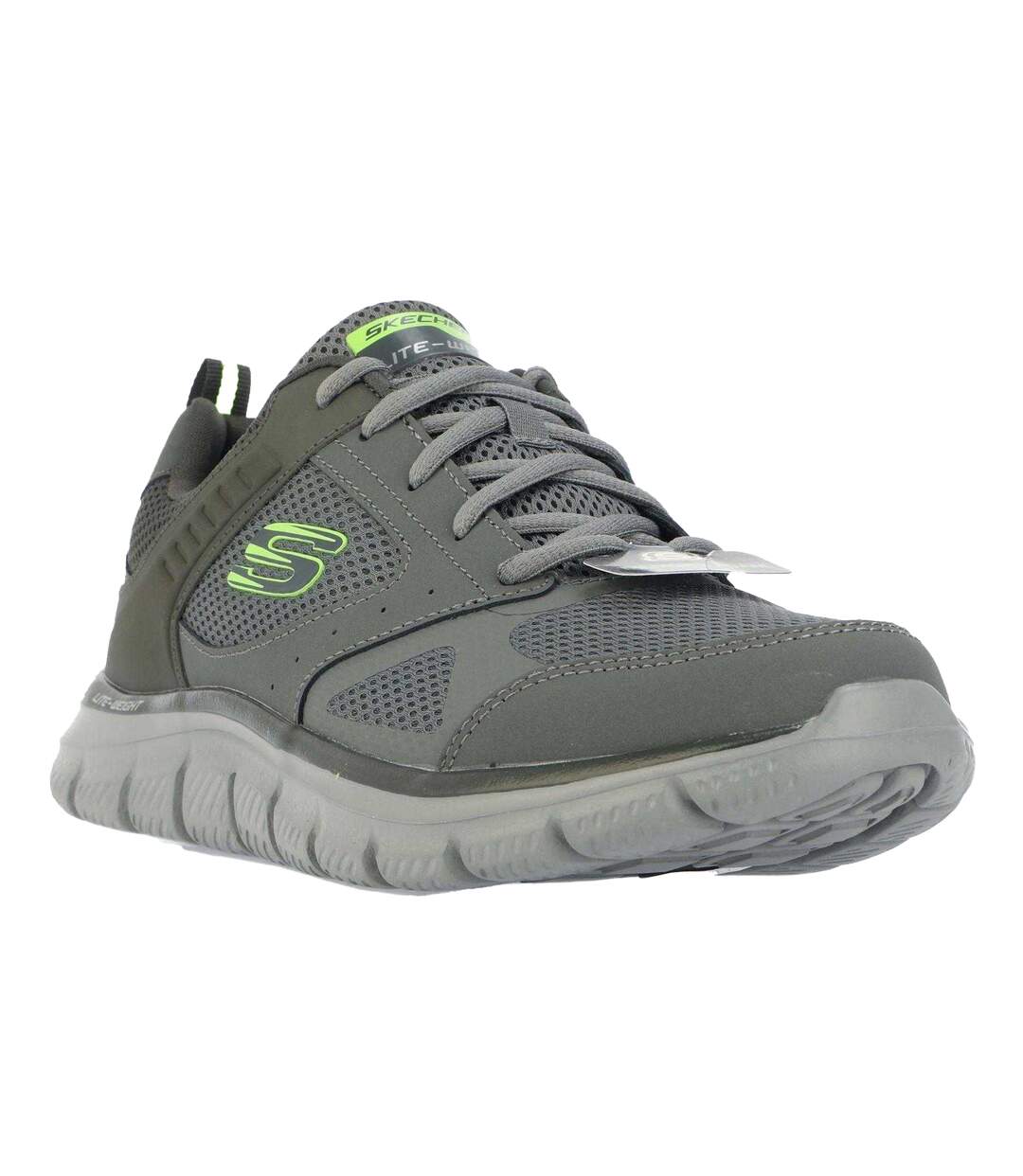 Mens Track Syntac Leather Trainers Charcoal Skechers-1