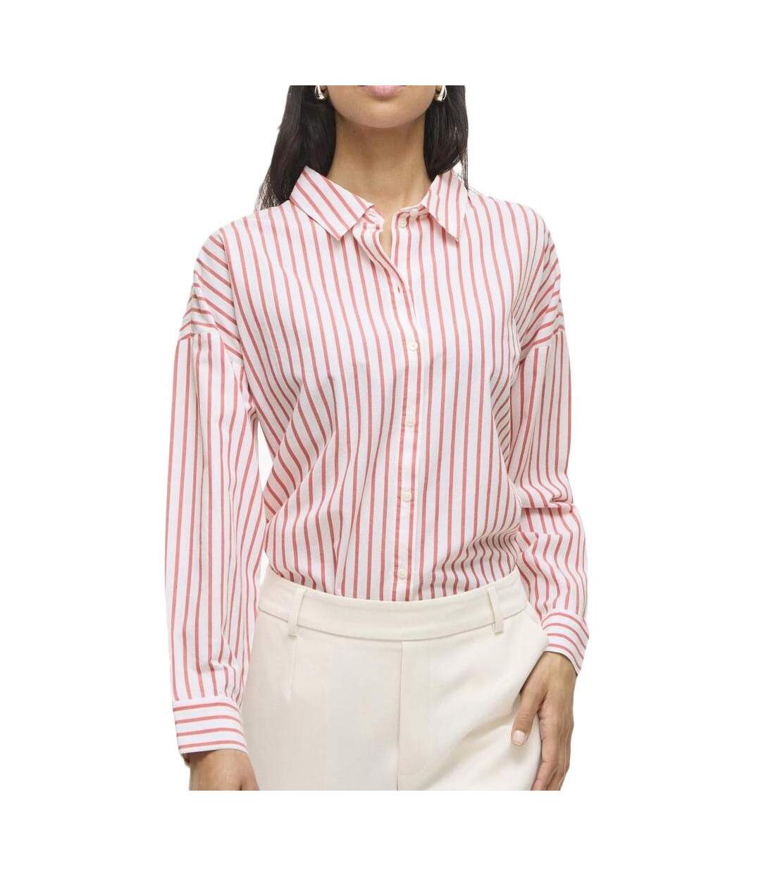 Chemise blanc/rouge femme vila sereen-1
