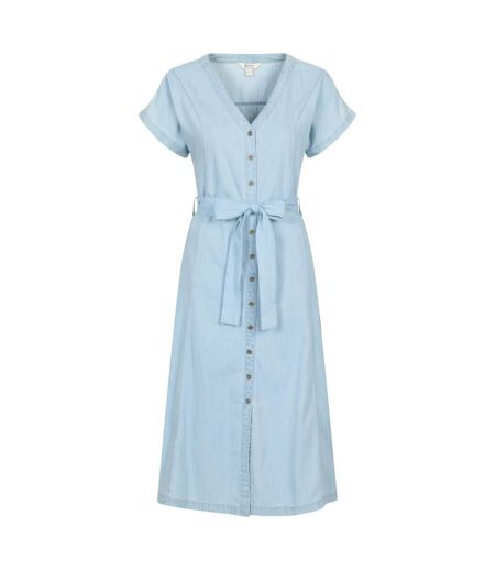 Robe Boutonnée Manches Courtes À Col V Tulum Femme Bleu Pâle Mountain Warehouse