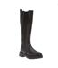 Womens/ladies Leather Elasticated Panel Knee-high Boots Black Dune London-4