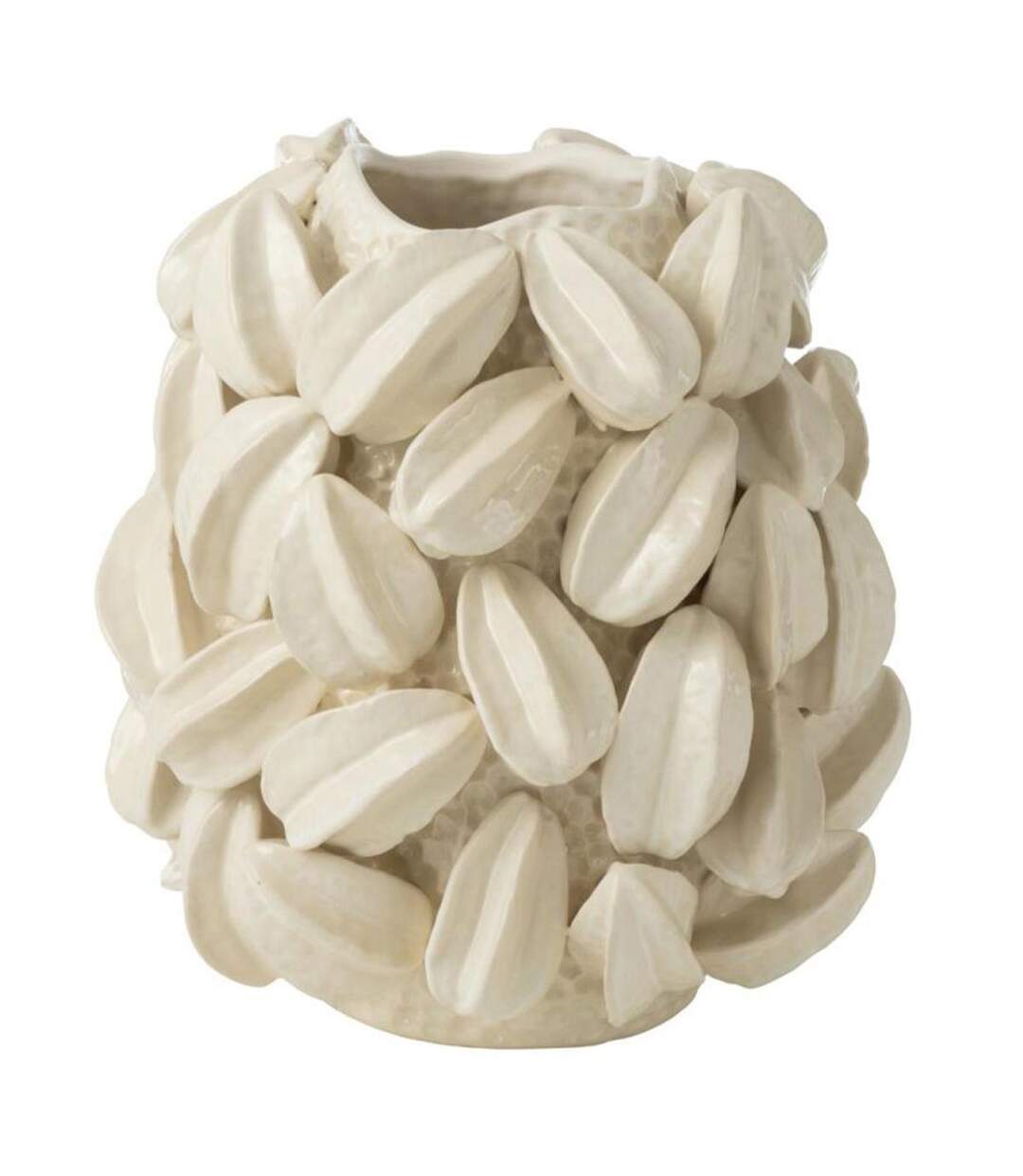 Vase Déco en Argile Fève de Cacao 38cm Beige-1