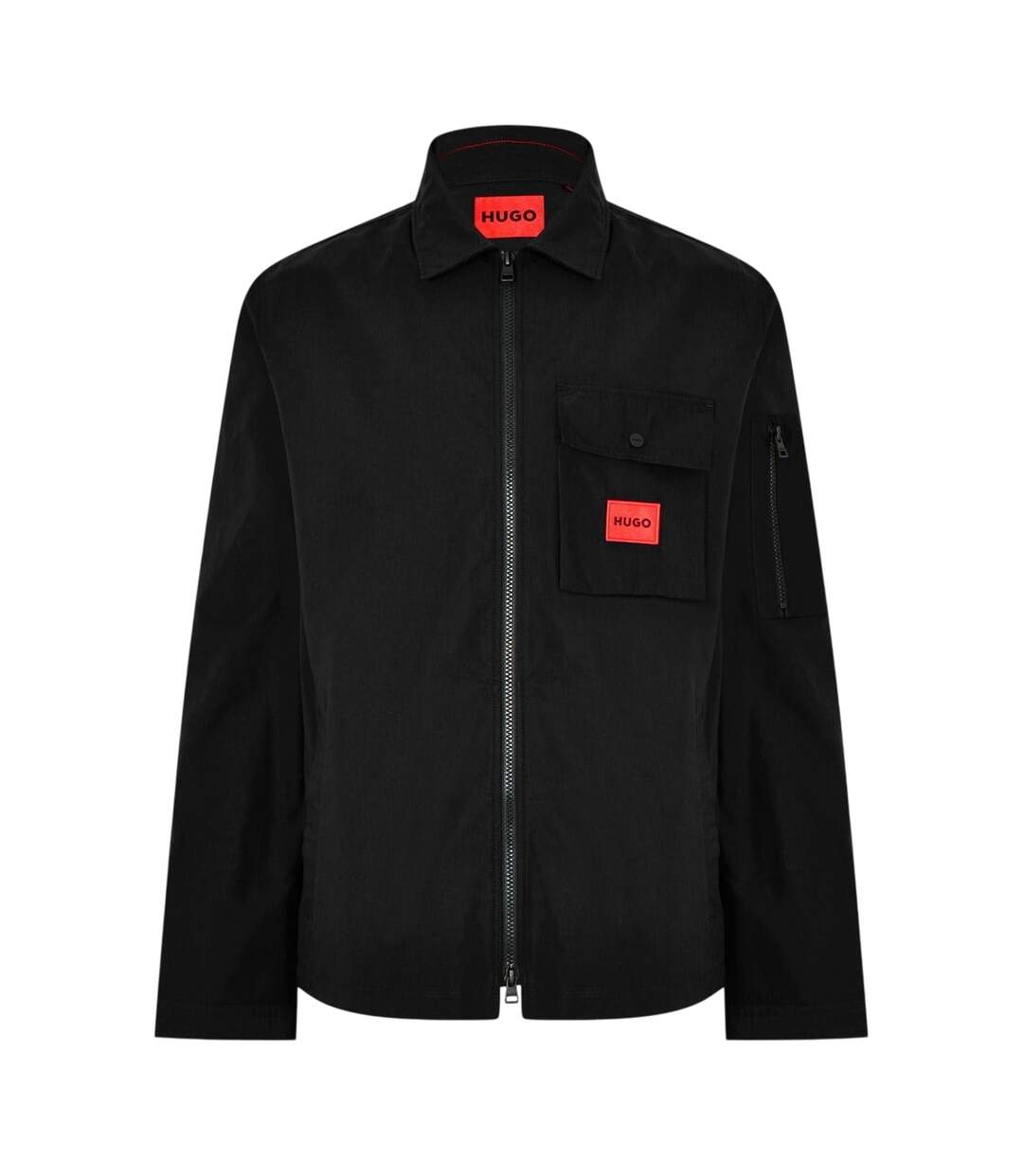 Mens Logo Cotton Overshirt Black Hugo-1