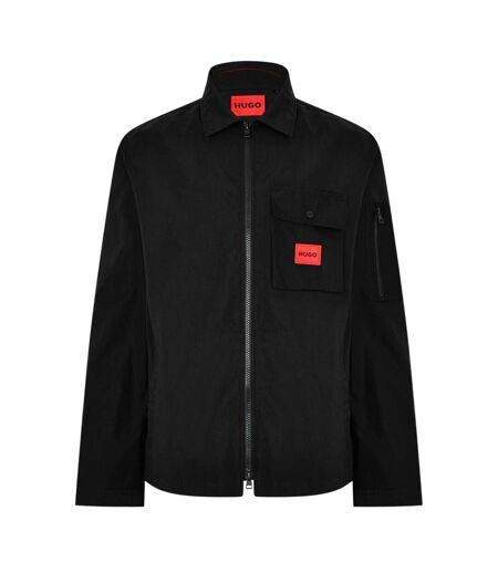 Mens Logo Cotton Overshirt Black Hugo
