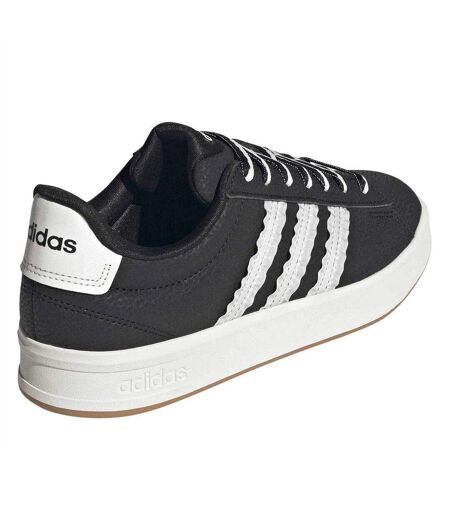 Mens Grand Court 3 Stripes Flat Trainers Core Black Adidas