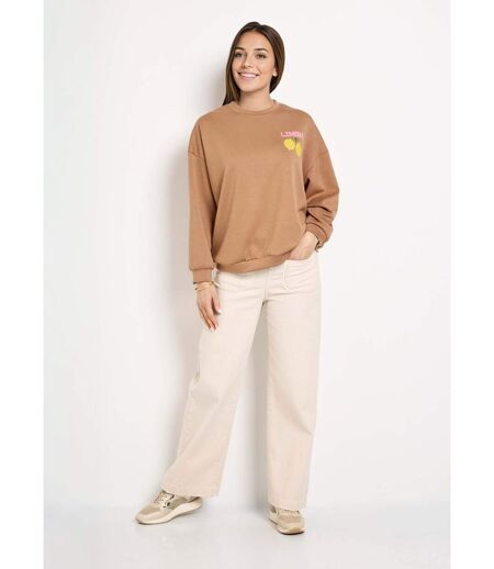 Sweat col rond motif Citrons maille douce