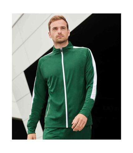 Finden & Hales Mens Knitted Tracksuit Top (Bottle Green/White)