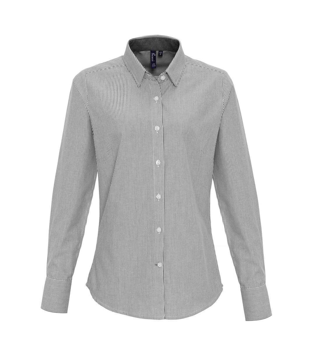 Chemise manches longues - Femme - PR338 - gris rayé-1