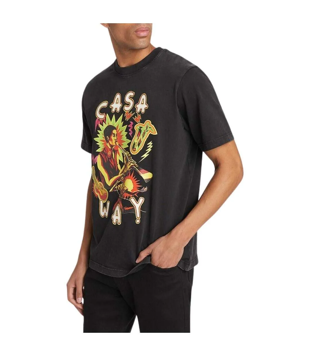 T-shirt Music For The People Homme Noir Délavé Casablanca-4