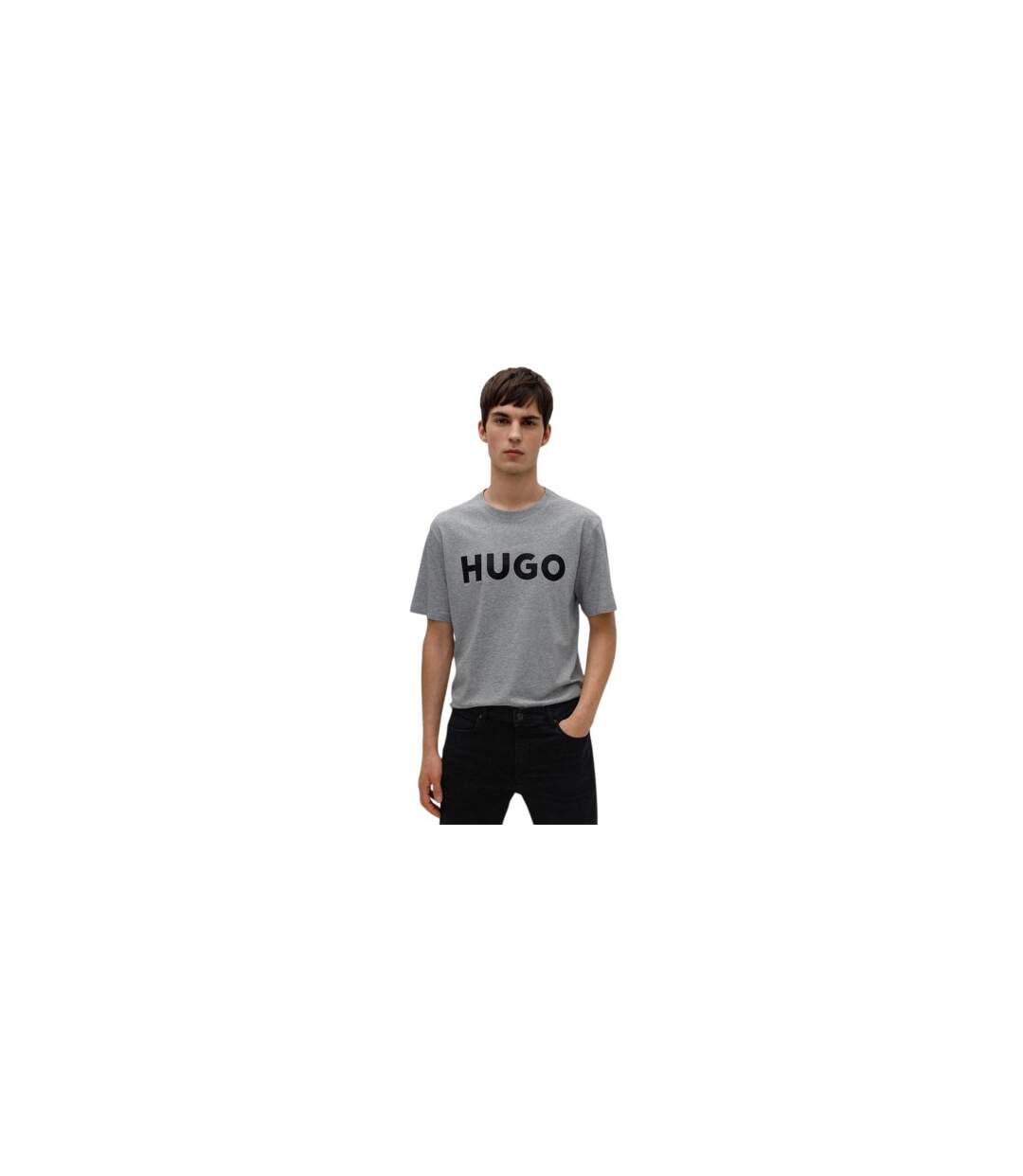 T-shirt Motif/style Logo Contrasté Dulivio Homme Gris Noir Hugo-1