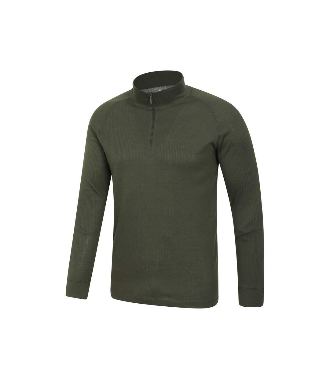 Mens Talus Zip Neck Long-sleeved Thermal Top Khaki Green Mountain Warehouse-3