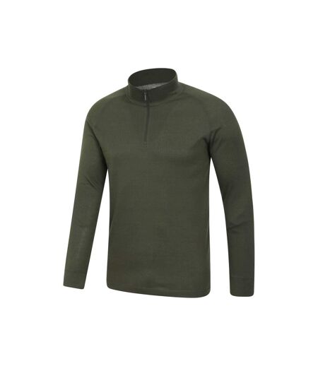Mens Talus Zip Neck Long-sleeved Thermal Top Khaki Green Mountain Warehouse