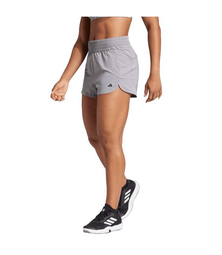Womens/ladies Lux Stretch Woven Zip Pocket Sweat Shorts Grey Adidas