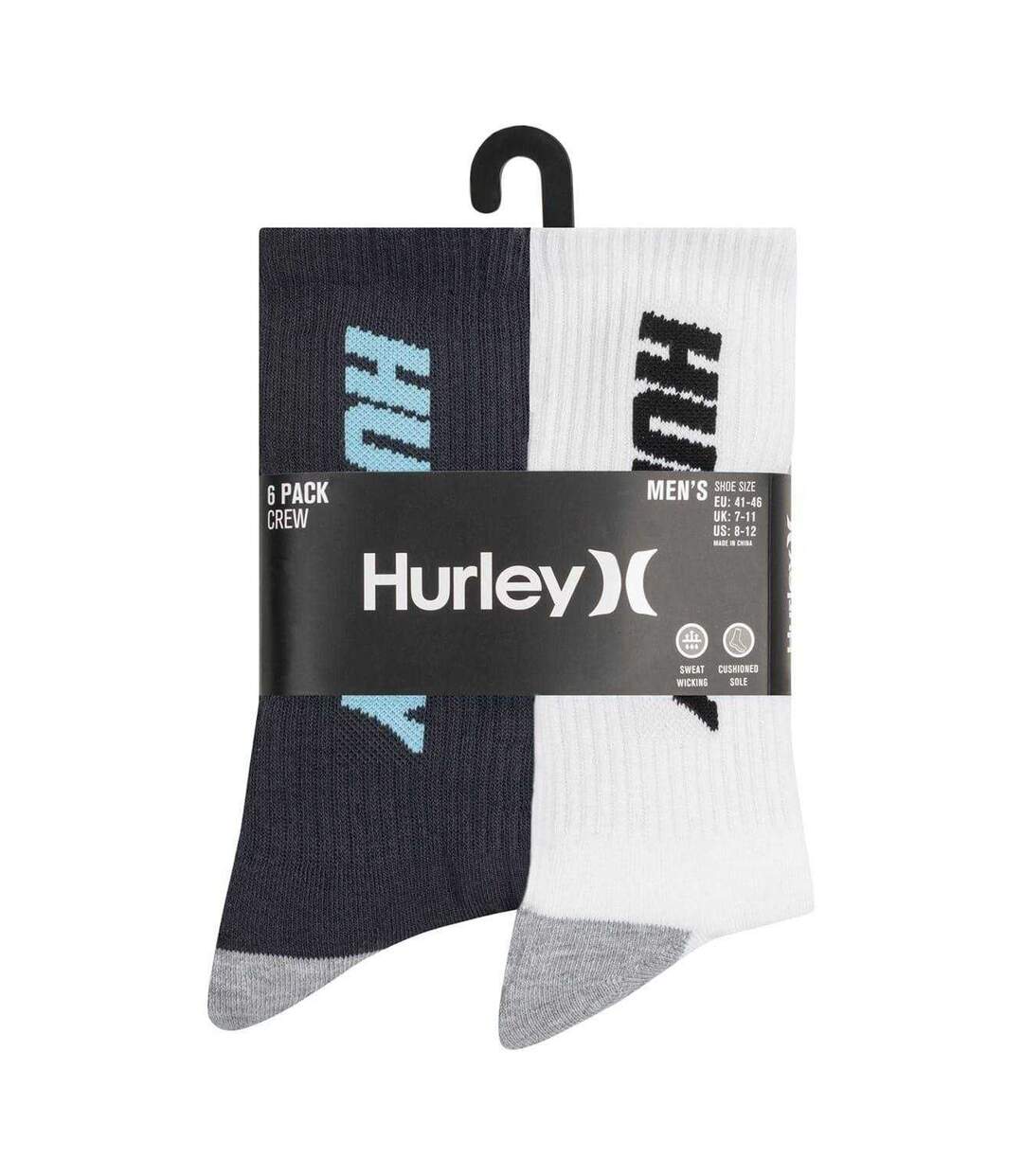 Pack Of 6  Mens Crew Socks  Navy Hurley-2