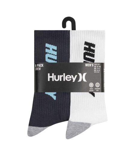 Pack Of 6  Mens Crew Socks  Navy Hurley