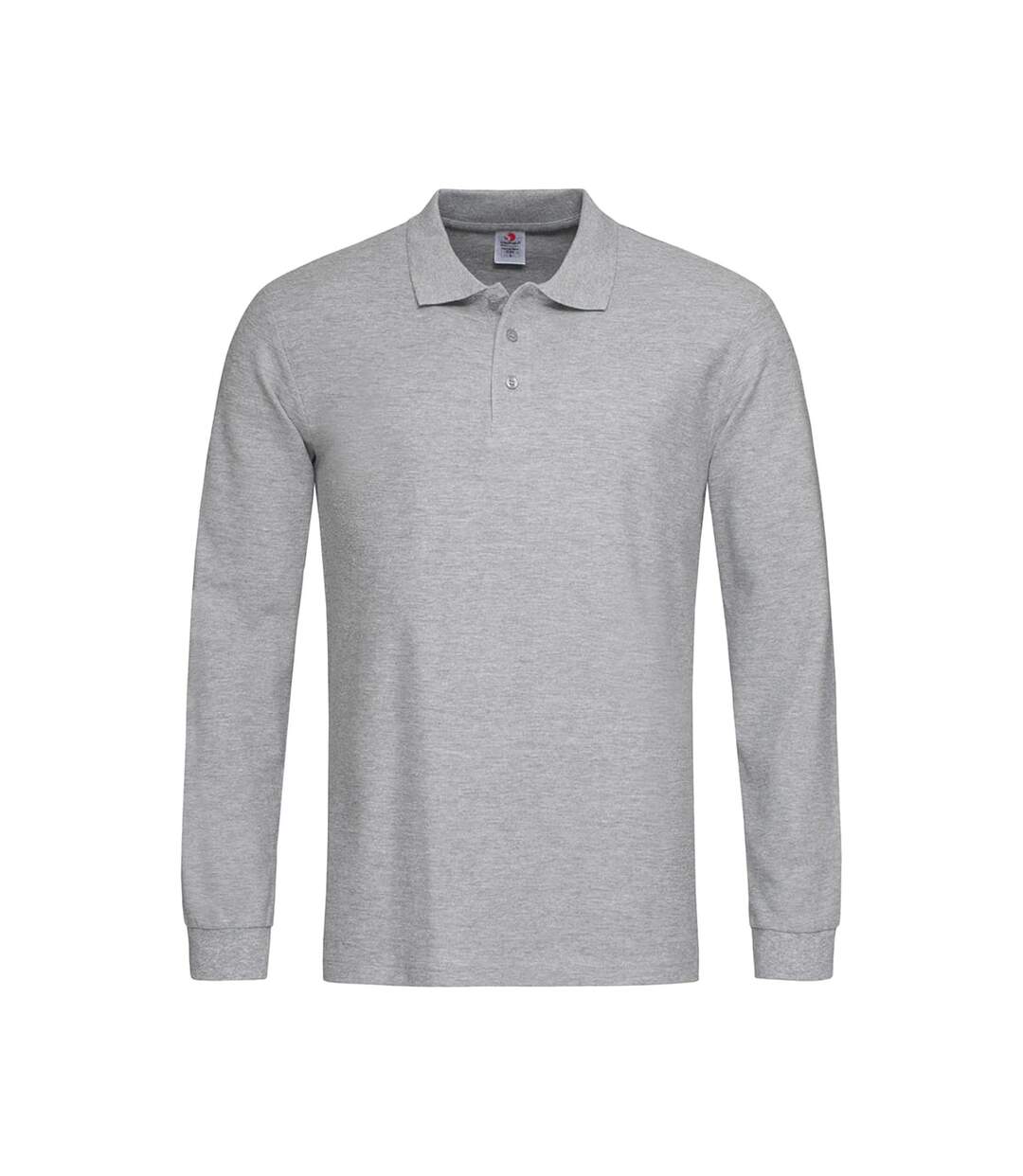 Polo Manches Longues Homme Gris Chiné Stedman-1