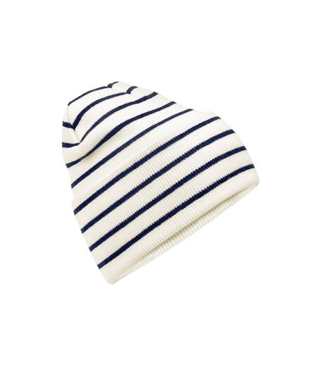 Bonnet original adulte blanc doux / bleu marine Beechfield