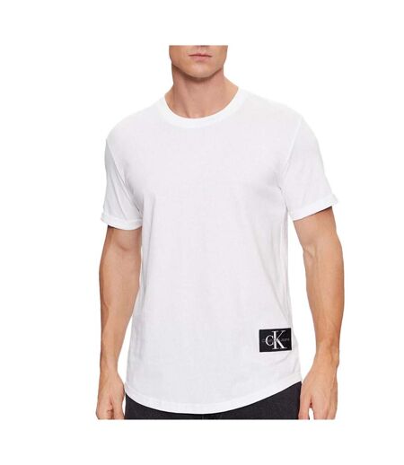 T-Shirt blanc homme calvin klein jeans badge turn up sleeve - l