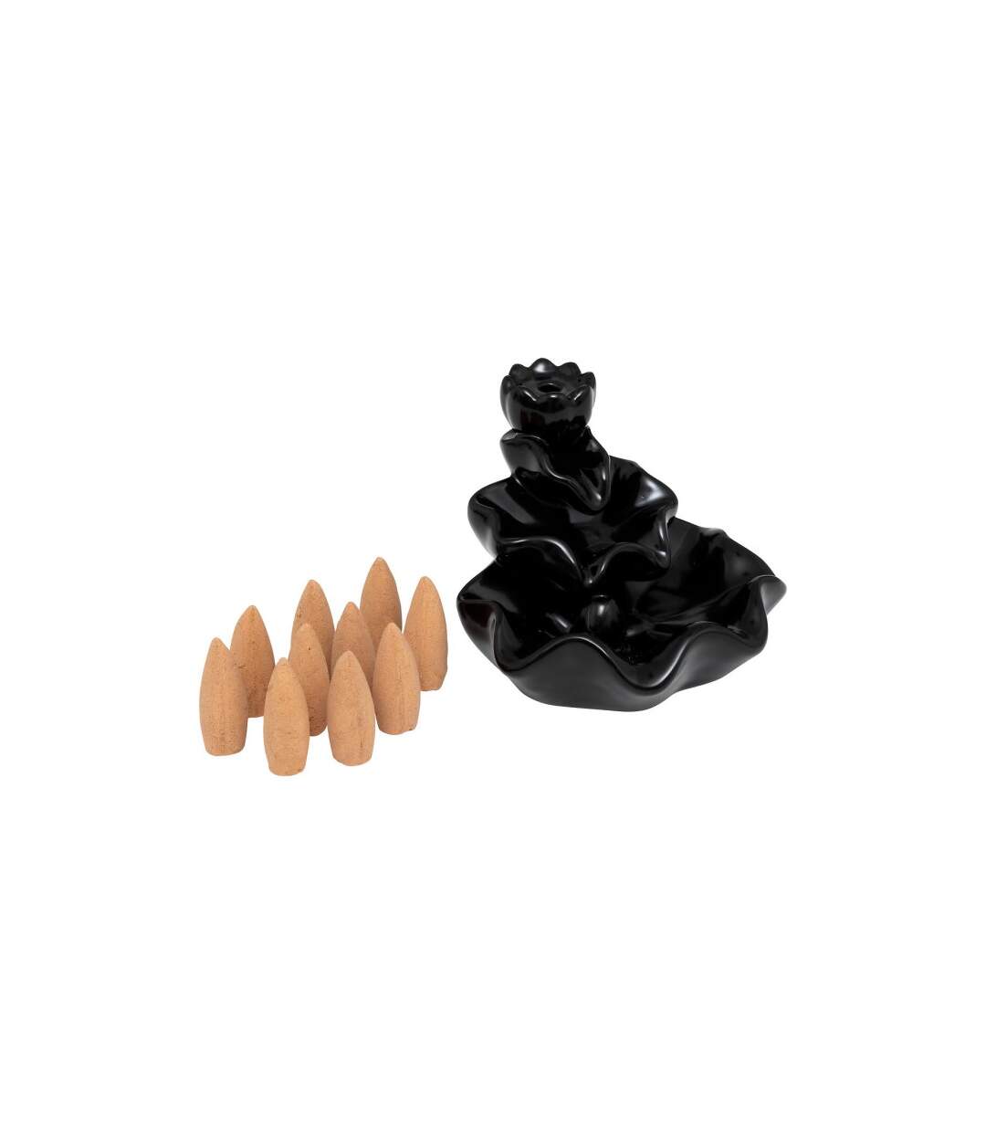 Fontaine à Encens Avec 10 Cônes Iloe 10cm Noir-1