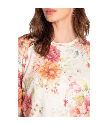 Haut Manches Longues Motif/style Floral Femme Beige Rose Orange PJ Salvage
