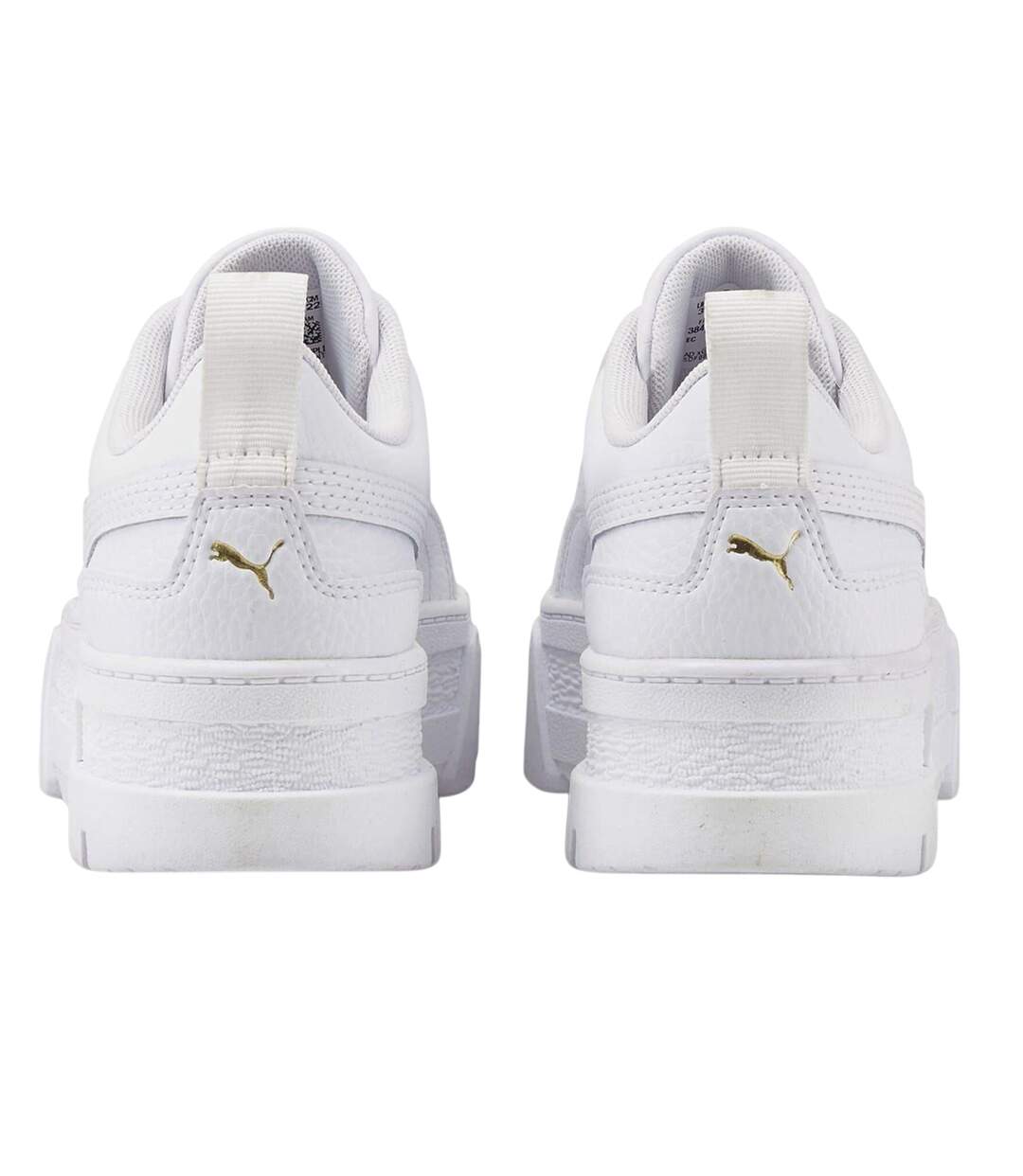 Womens/ladies Mayze Leather Platform Trainers White Puma-2