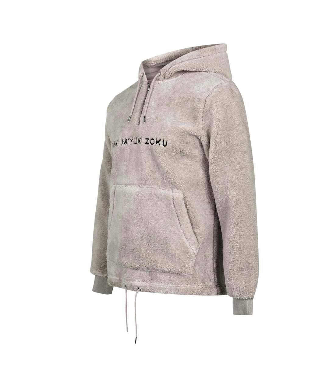 Mens Logo Sherpa Quarter Zip Hoodie Grey MKI MIYUKI ZOKU-4