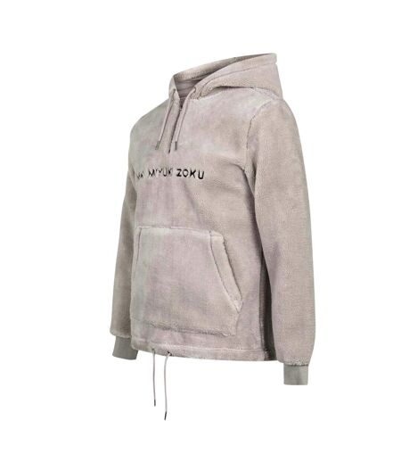 Mens Logo Sherpa Quarter Zip Hoodie Grey MKI MIYUKI ZOKU