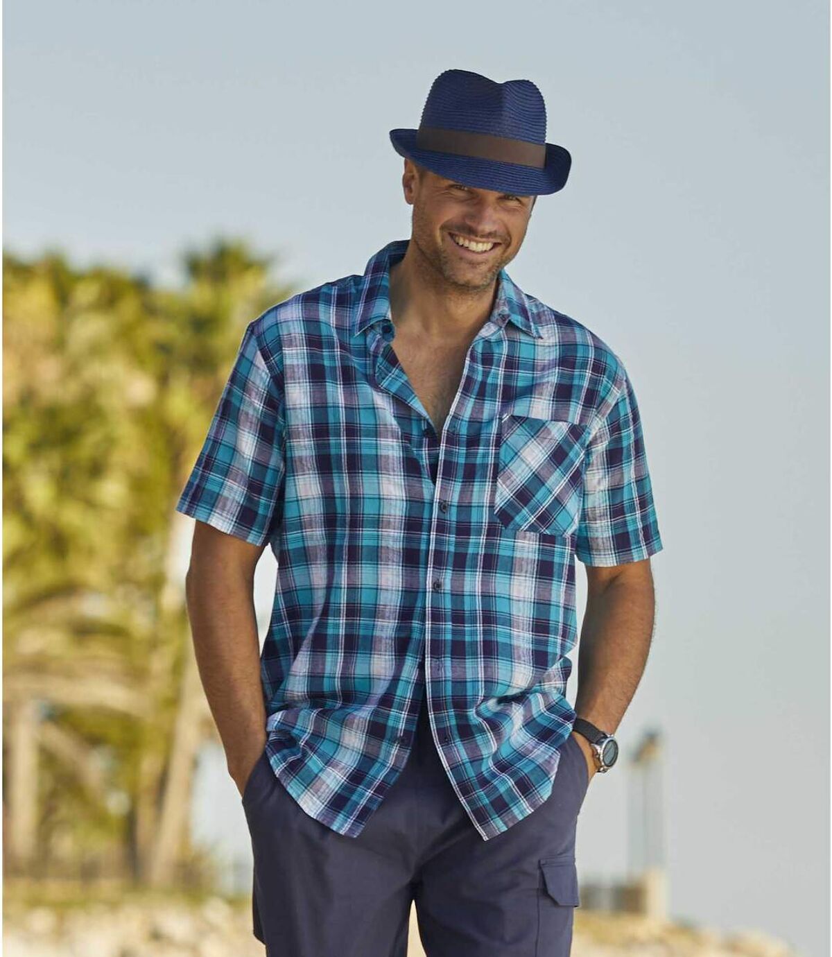 Men's Navy Dual-Color Summer Hat Atlas For Men