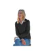 Womens/ladies Cashmere V Neck Jumper Dark Charcoal WoolOvers-1