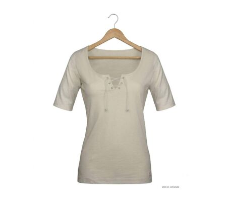 Tee-shirt MAYFLOWER DAMOCLES2 beige à lacets : l'élégance des manches 3/4